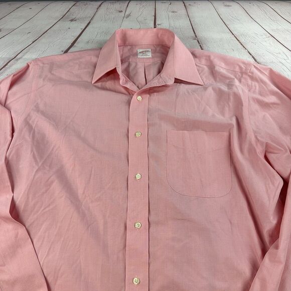 Brooks Brothers 346 Mens Non Iron Cotton Pink Dress Shirt 16.5 6/7 - Picture 2 of 8